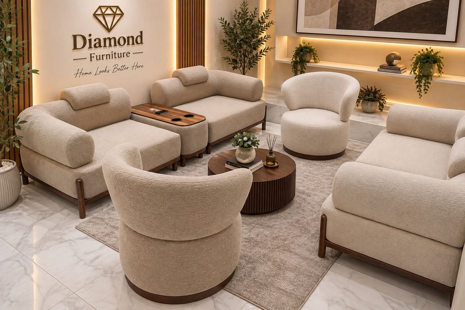 Modern living set with wooden arms