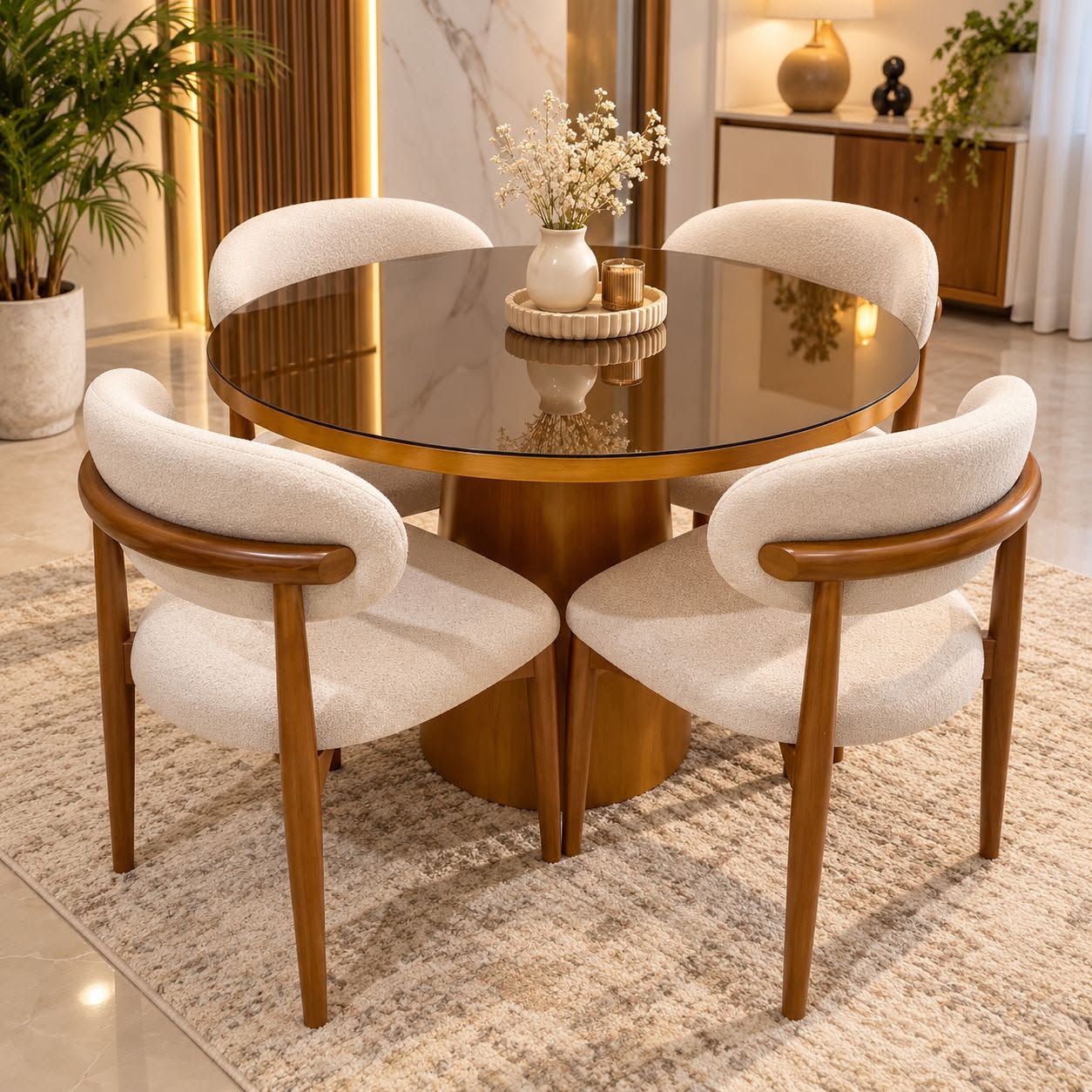 Modern round dining set