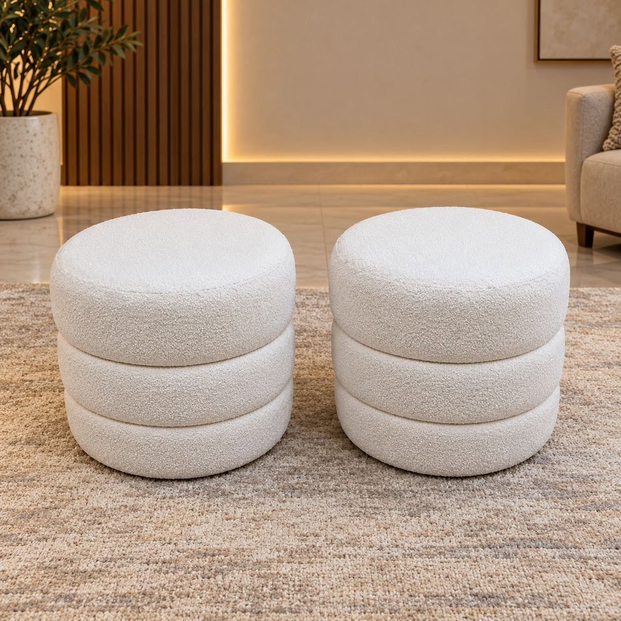 Three-tier round pouf